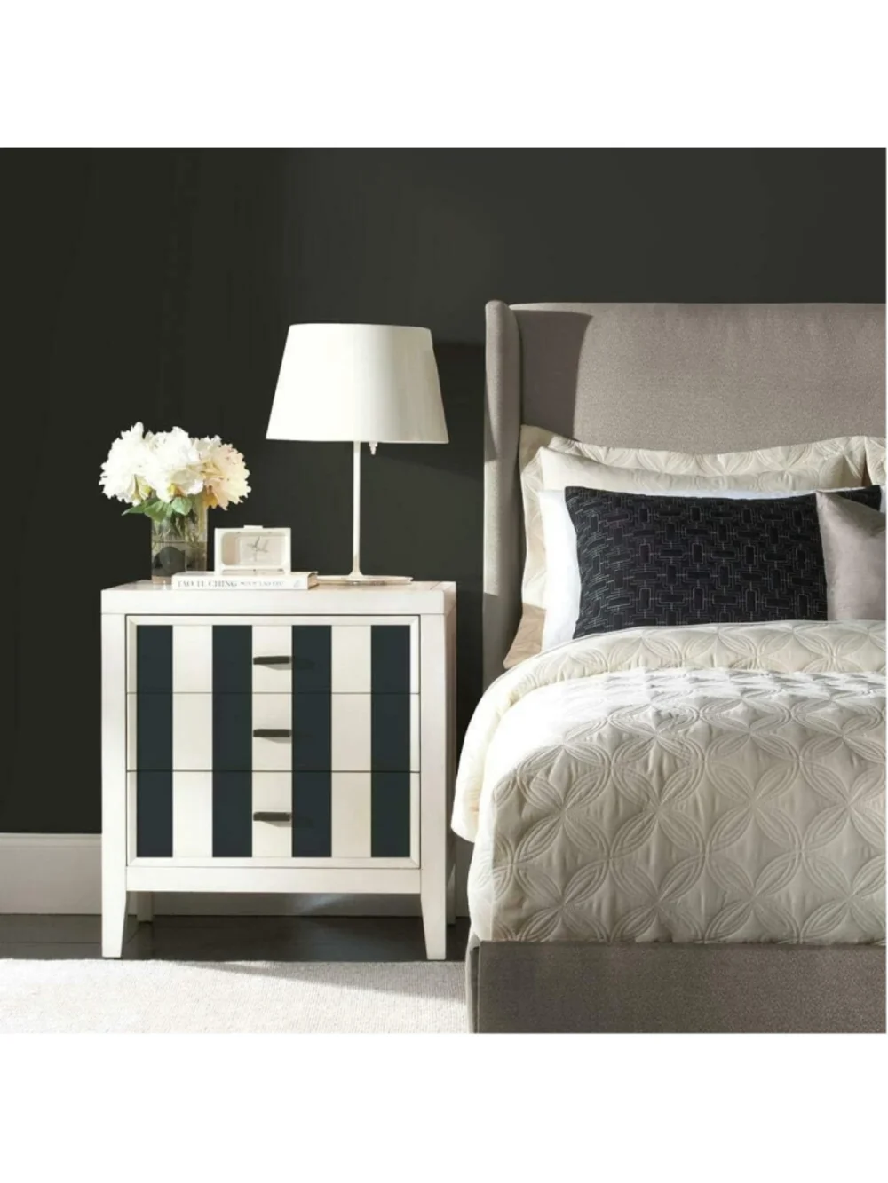 RoomMates RMK11082WP Black Awning Stripe Peel and Stick Wallpaper 20.5
